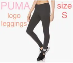 新品プーマPUMAロングタイツ ロゴレギンスグレーヘザー　ヨガ　ジムレディースS