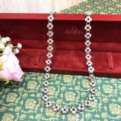 【美品】ジルコニア　ネックレス　花モチーフ