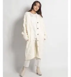 Niko and…ケーブルニット ロングカーディガン