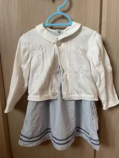 ストライプワンピース、カーディガンセット