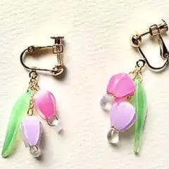 チューリップ(ラベンダー＆ローズカラー)イヤリング