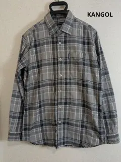 AN1007 KANGOL チェック柄 長袖シャツ グレー系のサムネイル
