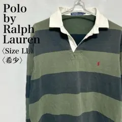 レア！90s ポロラルフローレン ラガーシャツ 太ボーダー ポロシャツ LL