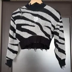 美品　ANAP girl ゼブラ柄 クロップドニット　キッズ　XS