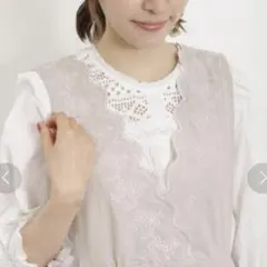 サマンサモスモス　綿麻スカラップノースリーブワンピース