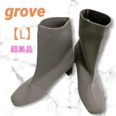 超美品　grove　ブーツ　ショートブーツ　【L】　スクエアトゥ