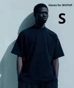 Hanes for BIOTOP モックネック Tシャツ ブラック ビオトープのサムネイル