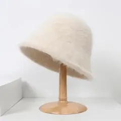 ホワイト バケットハット ファー
