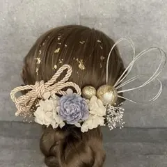 成人式　髪飾り　青系　水色　振袖髪飾り和服着物プリザーブドフラワー結婚式卒業式