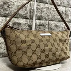 美品】GUCCI アクセサリーポーチ キャンバス ブラウン GG柄 - メルカリ