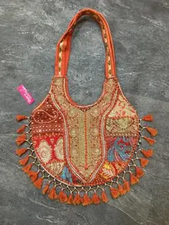 Black Friday Sale! 刺繍入りオレンジ系ショルダーバッグ