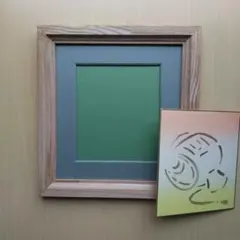 ハンドメイド，木製、寸松庵サイズ色紙（120X136mm）専用額縁