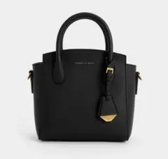 CHARLES & KEITH クラシック ダブルトップハンドルバッグ ブラック