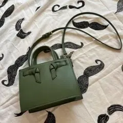 廃盤　ZARA グリーン ショルダーバッグ リボン付き 小型