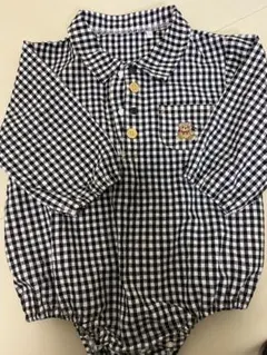 ロンパース/ブラック×ホワイトチェック柄/アカチャンホンポ 80cm