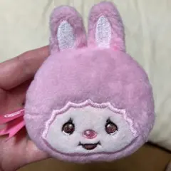 モンチッチフェイスぬいぐるみDピンクうさぎ耳キーホルダー付き