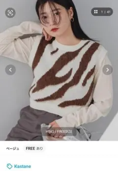 【未使用】Kastane ゼブラ柄 ニットベスト