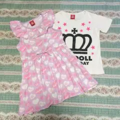 BabyDoll ハート柄 ワンピースとＴシャツセット