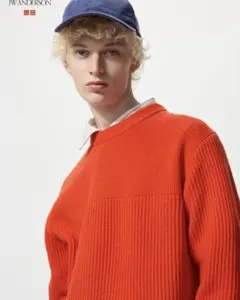 ユニクロ　JWアンダーソン リブクルーネックセーター　Sサイズ　オレンジ