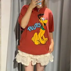 ERNY waldDisneycompanyプルートプリント半袖ニット茶系y2k