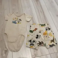 H&M ミッキーマウスロンパースとパンツセット 68cm