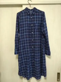 チェックシャツワンピース ネイビー
