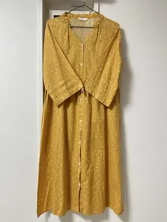 Samansa Mos2 blue ドット柄ワンピース イエロー