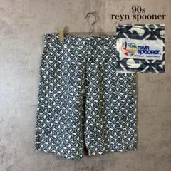 90s reyn spooner クジラ 総柄 リネン混 ショーツ DM1593のサムネイル