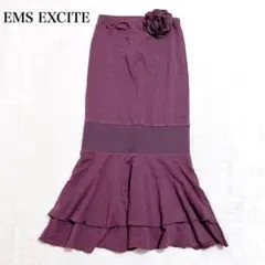 新品タグ付き エムズエキサイト ストレッチマーメイドスカート 花コサージュ 上品