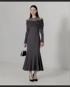 レジャ　グレー　パーティードレス　お呼ばれドレス　オケージョンドレス　Leja