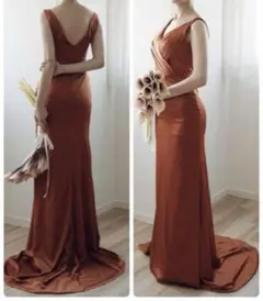 結婚式 テラコッタ カラー ウェディング ドレス 前撮り 二次会 マーメイド M