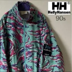 90s HELLY HANSEN /ナイロンジャケット 渦巻き/M/ブルー