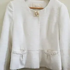 デビュードフィオレ白ツイードスーツ