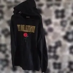 VIOLATION バラ刺繍 フード付きパーカー