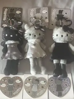 超激レア☆足長キティ　黒&金花サングラスぬいぐるみキーホルダー2点セット　非売品 ハローキティ 足長キティ ギャルキティ50周年 色黒キティ GOGO