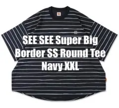 SEE SEE SUPER BIG BORDER ROUND TEE XXL 紺