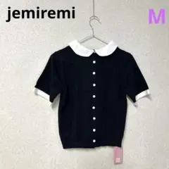 新品❣️jemiremi 黒白襟 半袖ニットセーター M