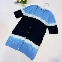 【美品】セオリーリュクス　半袖カーディガン　バイカラー　コットン　丈長