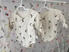 【双子用】2枚セット⭐︎長袖ロンパース⭐︎ベージュ 月模様