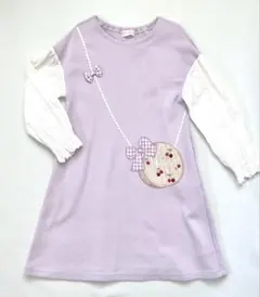 ★美品★mezzo piano メゾピアノ 袖レースワンピース 130cm 紫