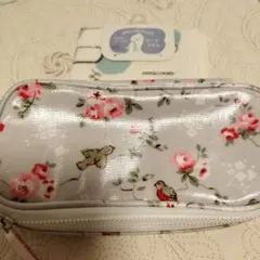 Cath Kidston ミラー付き化粧ポーチ　薔薇と鳥 ガーゼタオル付