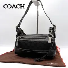 極美品 COACH コーチ シグネチャー ワンショルダーバッグ 黒 保存袋付き