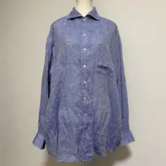 【未使用】ozie 麻100％ リネンシャツ 4L ブルー 大きいサイズ 春夏