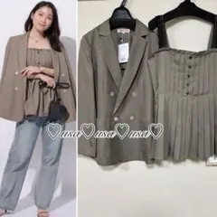 Apuweiser-riche リネンライクジャケットピンタック配色ベアブラウス