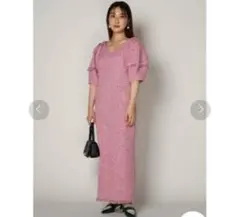 リリーブラウン　フリル付き半袖カットソーワンピース　結婚式　参列　お呼ばれ