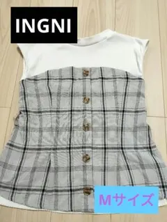 INGNI　イング　半袖　Mサイズ　グレー　チェック　チェック