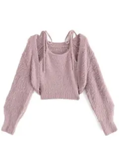 ボレロXリボンキャミソールフェザーニットアンサンブル