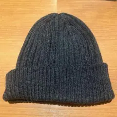 ダークグレー リブ編みニット帽 ONE SIZE