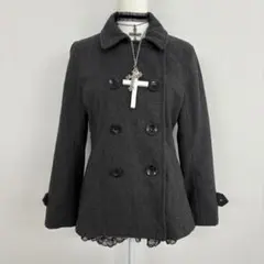 ピーコート グレー ウール 厚手 平成ギャルy2k グランジ パンク ナポレオン