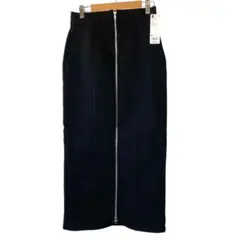 新品GU 裏フリースフロントジップスカート Q ブラック　M